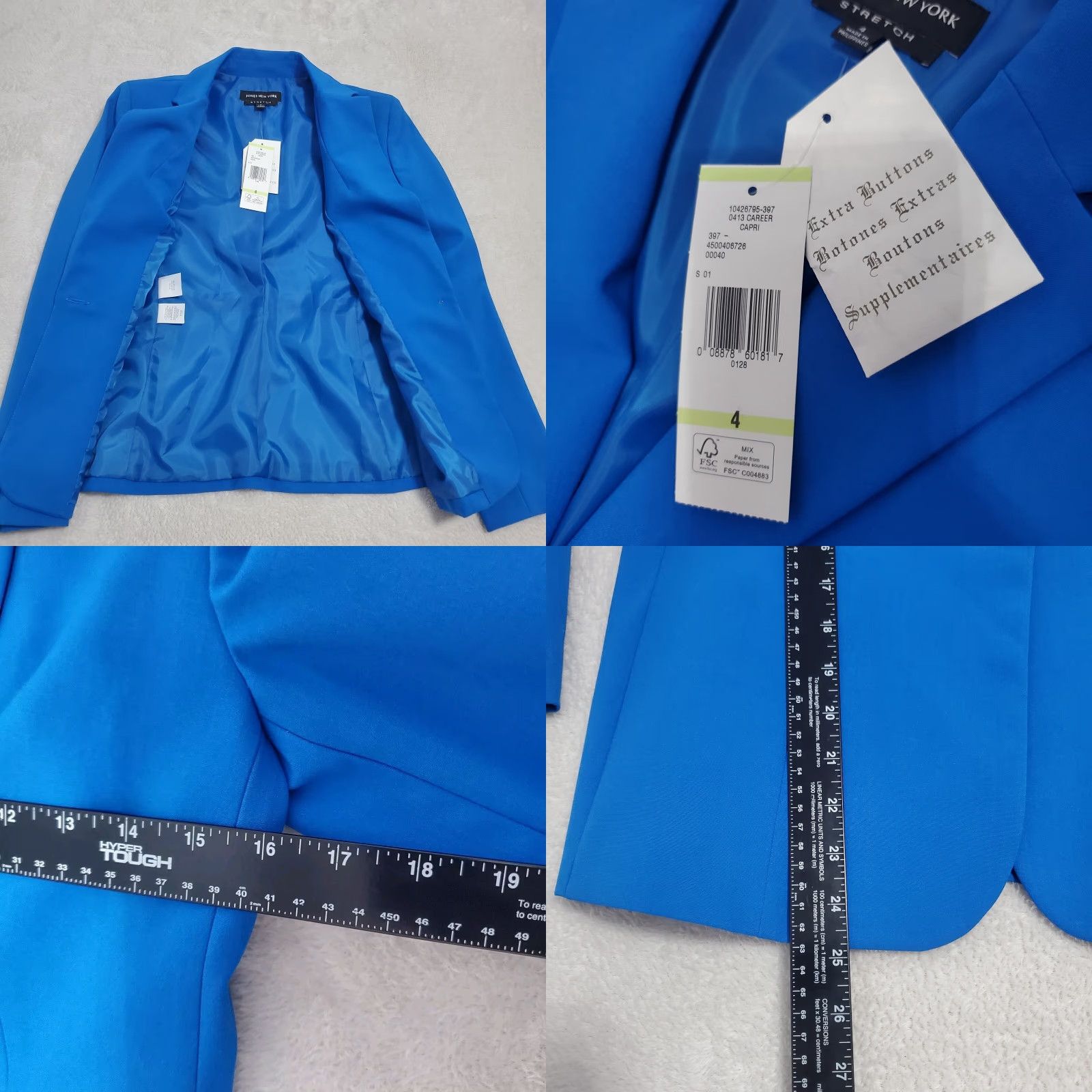 Jones New York VINTAGE Jones New York Stretch Blazer Womens 4 Blue Career Capri Lined Single Button Size S / US 4 / IT 40 - 8 Thumbnail