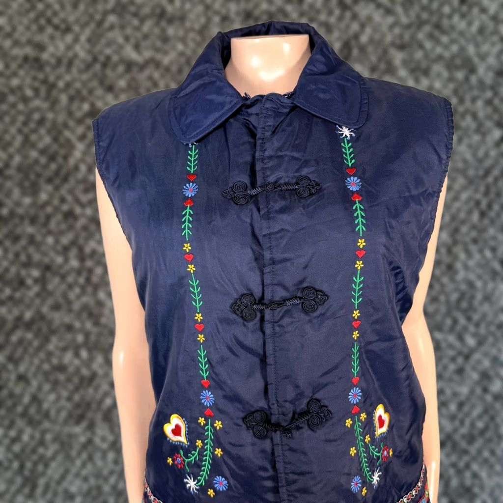 Sugar VINTAGE Sugar Coat Twenty six red sugar jacket Vest Embroidered floral Heart C3-1 Coat S Blue Casual Womens Size S / US 4 / IT 40 - 1 Thumbnail