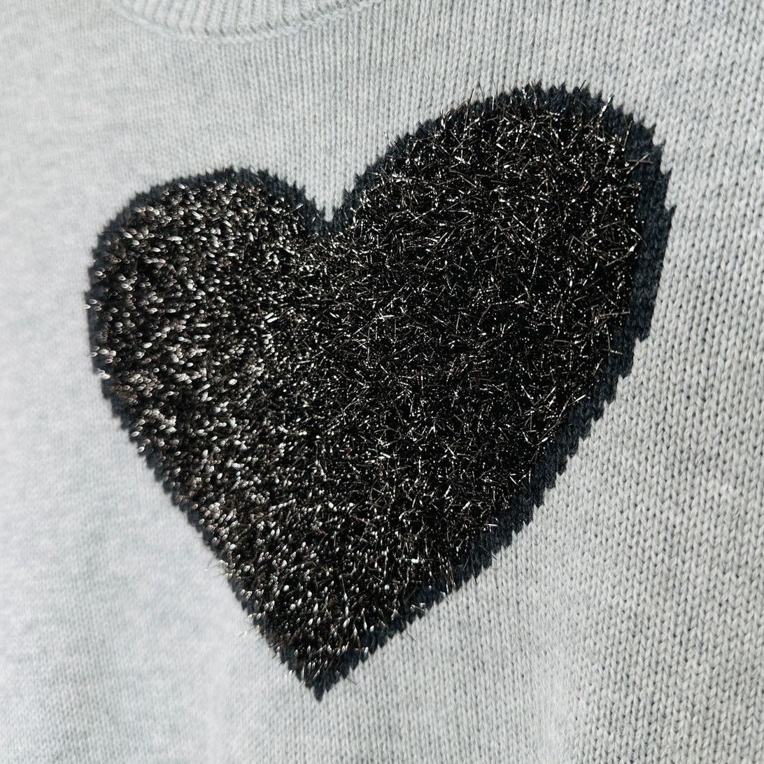 Gap Gap Gray Metallic Heart Crewneck Long Sleeve Sweater S Size S / US 4 / IT 40 - 6 Thumbnail