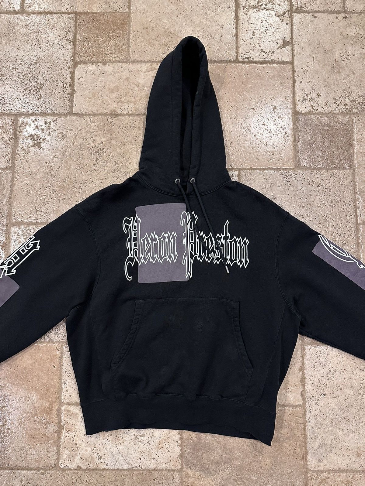 Heron Preston Heron Preston Logo Color Block Gothic Print Black Hoodie Size US M / EU 48-50 / 2 - 3 Thumbnail