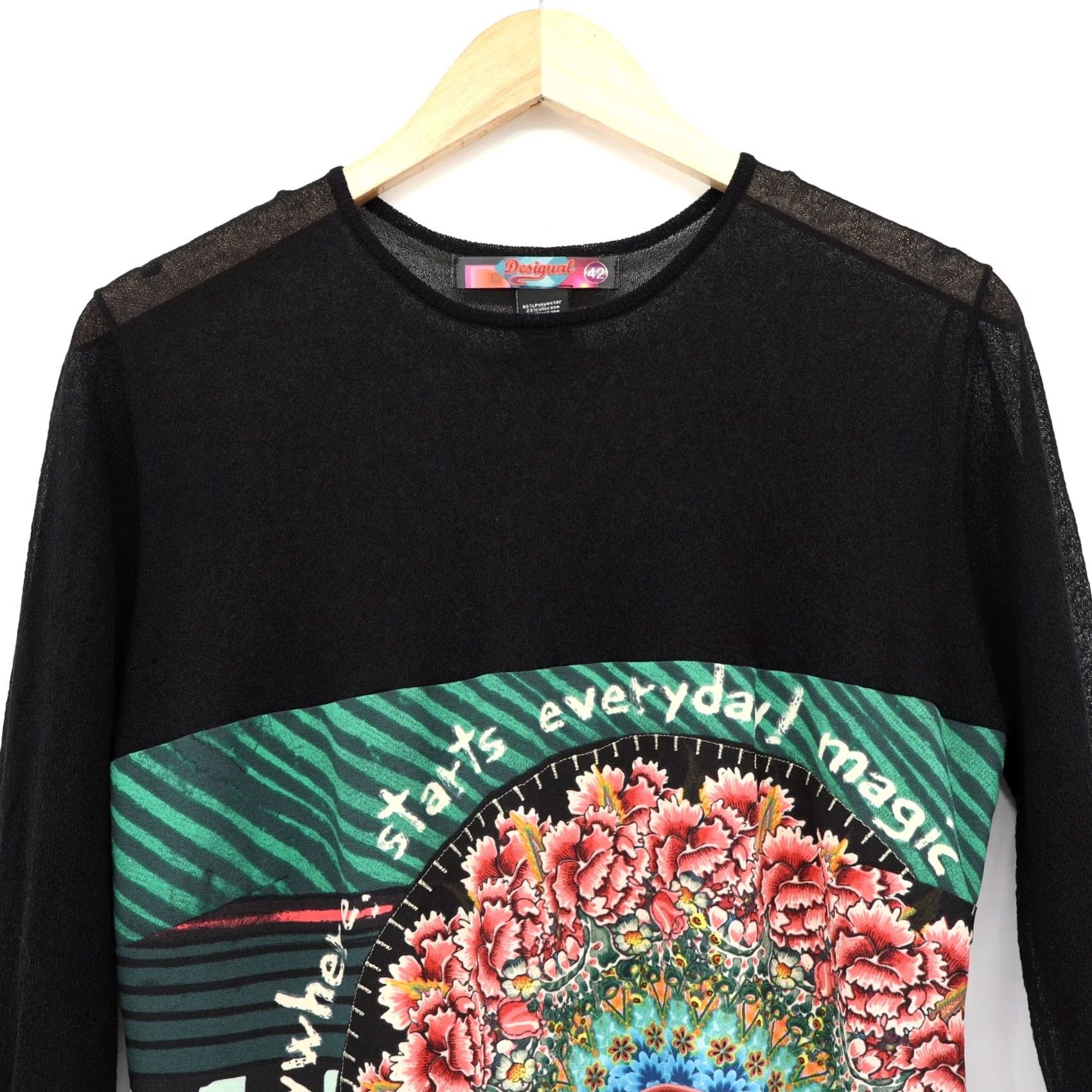 Desigual Desigual Women’s Medallion Print Sheer Top Dress Black Multi Art Wear Sz 10 Size L / US 10 / IT 46 - 3 Thumbnail