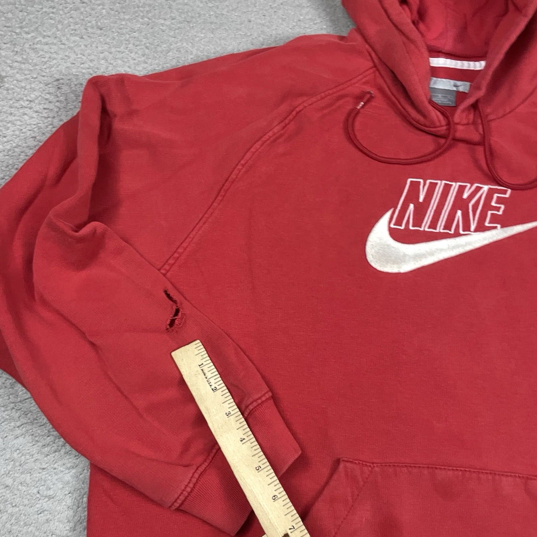 Nike VINTAGE Nike Sweatshirt Hoodie XL Red Swoosh Distressed Check Y2K Rare Vtg Logo Size US XL / EU 56 / 4 - 6 Thumbnail