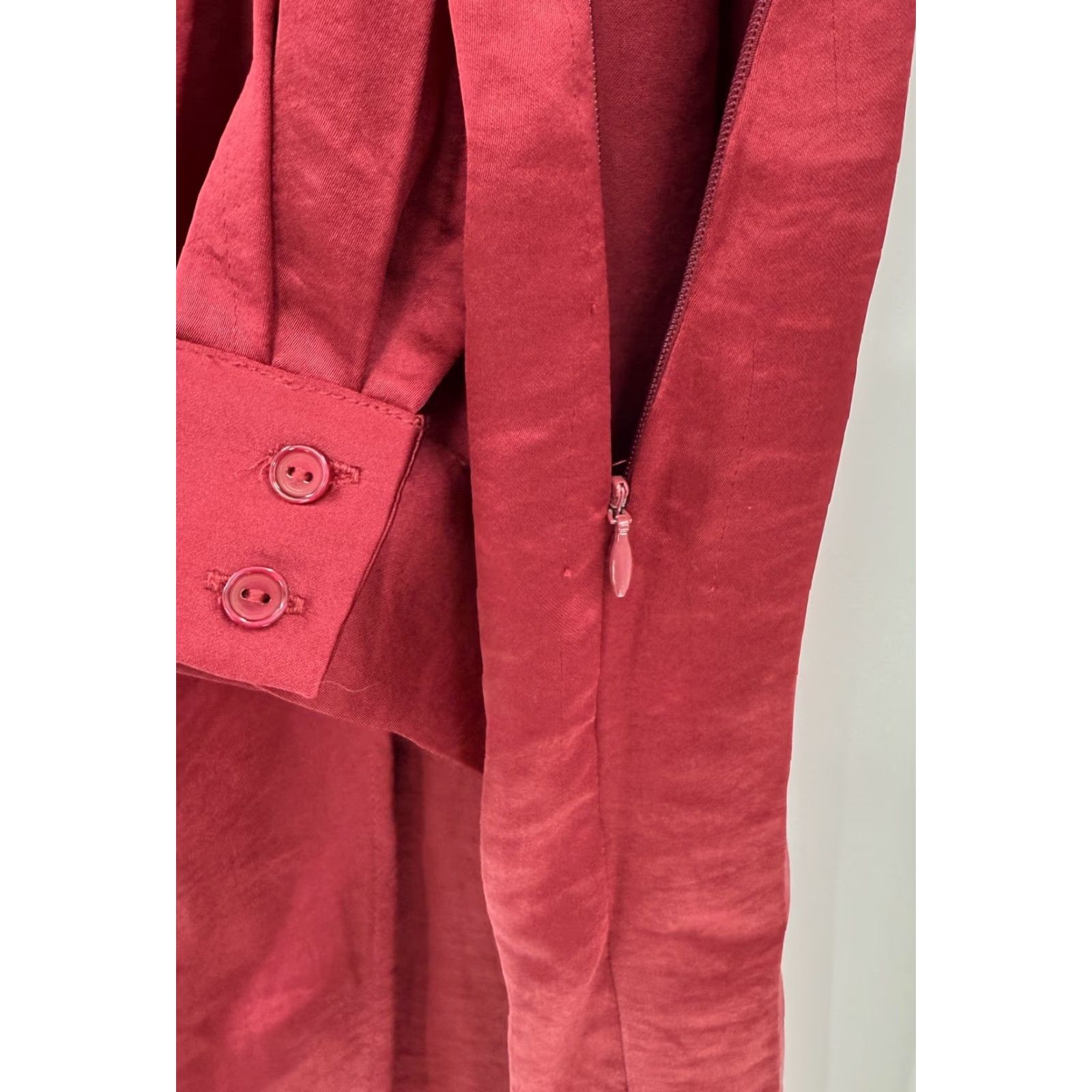 Vintage Mila Mae Dress Shirt Dress Wine Red Long Sleeve Maxi Knot Front Sz M Adults Womens Size M / US 6-8 / IT 42-44 - 7 Thumbnail