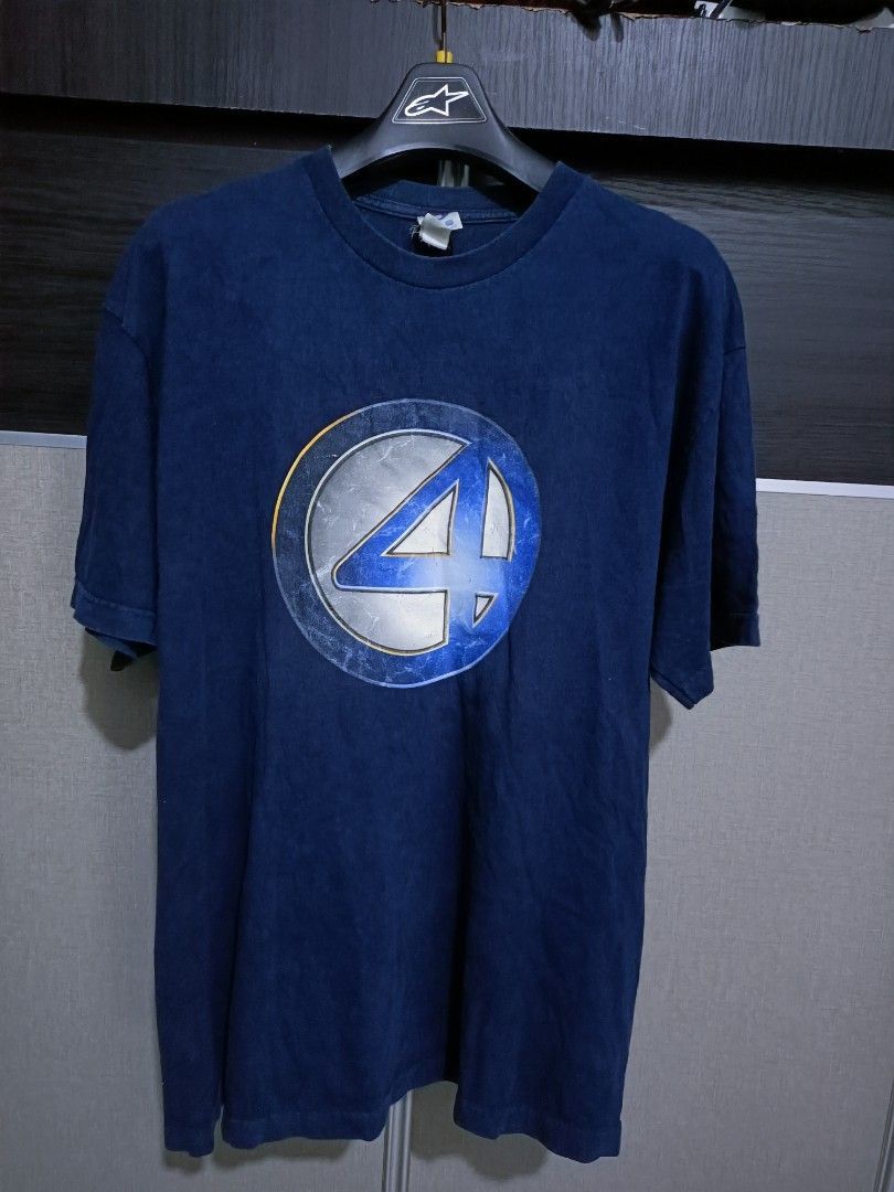image of Fantastic Man x Marvel Comics Fantastic Four Marvel Vintage Promo Shirt in Navy, Men's (Size XL)