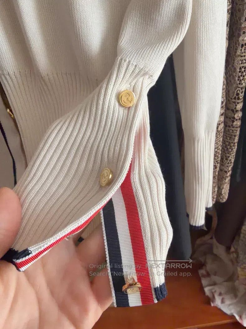 Thom Browne Thom Browne Beige Knit Cardigan with Gold Buttons Size US S / EU 44-46 / 1 - 7 Thumbnail