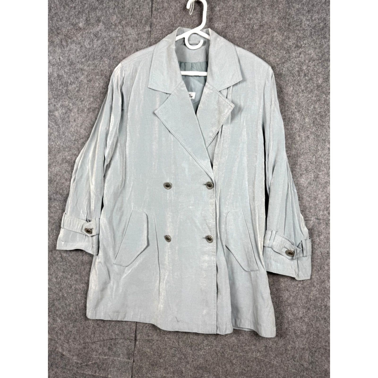 Lilly Pulitzer LILLY PULITZER Women's Trench Coat 8 Green Double Breasted Wool Lined Size M / US 6-8 / IT 42-44 - 3 Thumbnail