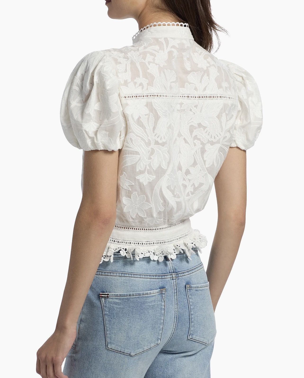 Alice + Olivia ALICE + OLIVIA Loryn Embroidered Short-Sleeve Blouse size XL Size XL / US 12-14 / IT 48-50 - 5 Thumbnail