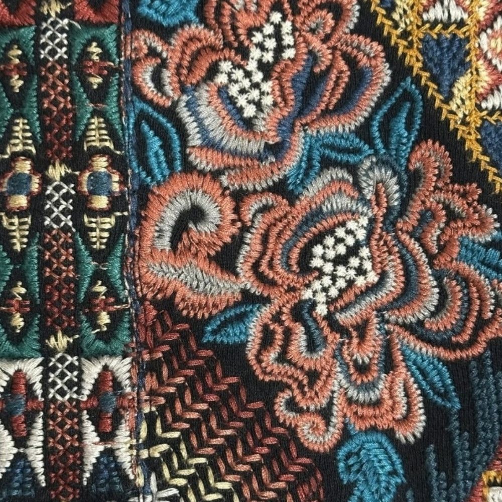 Johnny Was Johnny Was Black Aztec Indie Delphine Embroidered Kimono Ca Size L / US 10 / IT 46 - 8 Thumbnail
