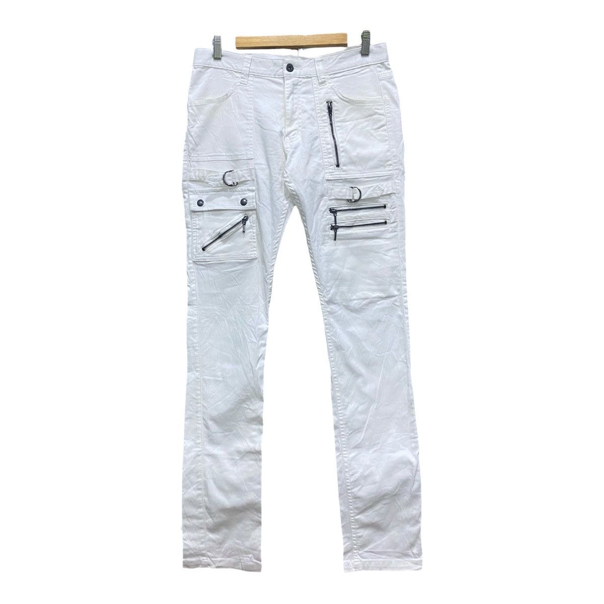 If Six Was Nine Archive White Multi-Zipper Bondage Cargo Pants Y2K Cyber Size US 30 / EU 46 - 1 Thumbnail