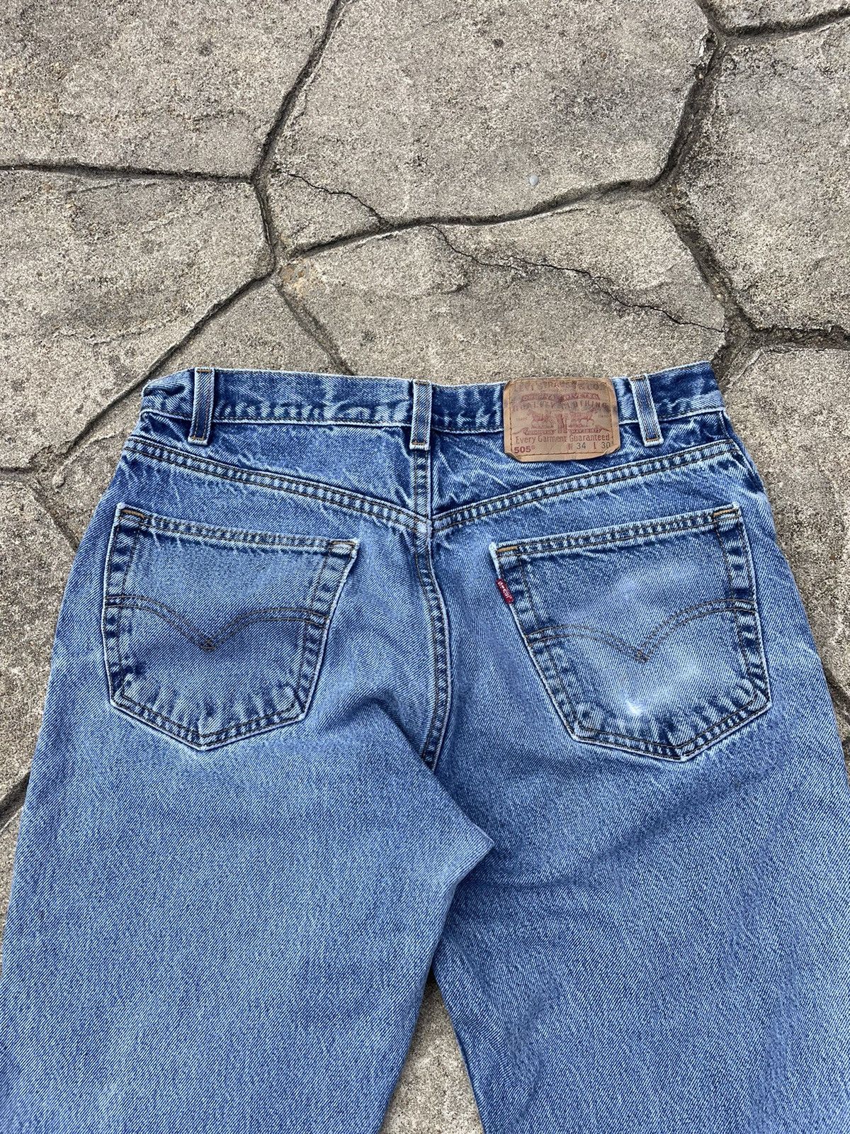 Levi's × Vintage Vintage 90s Levi 505 Distressed Blue Jeans Size US 34 / EU 50 - 6 Thumbnail