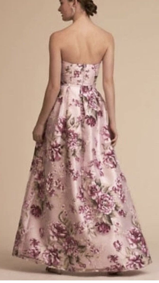 Anthropologie BHLDN Anthropologie Merritt Purple Floral Strapless Gown Size L / US 10 / IT 46 - 11 Thumbnail