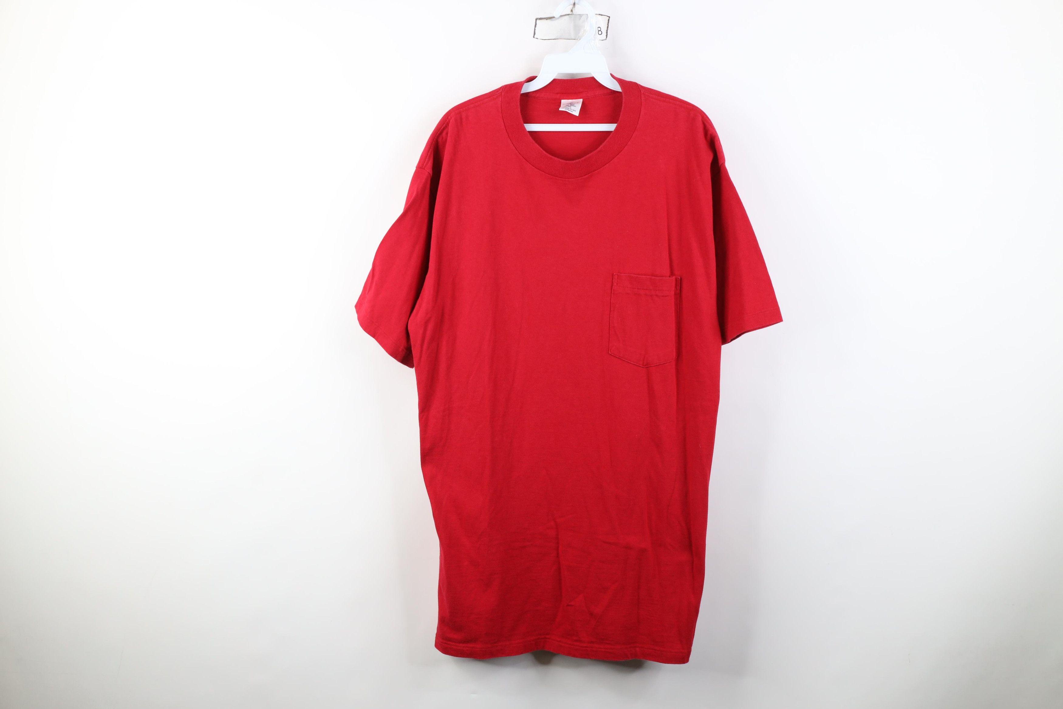 Vintage Vintage 90s Streetwear Heavyweight Cotton T-Shirt Red USA Size US XXL / EU 58 / 5 - 1 Thumbnail