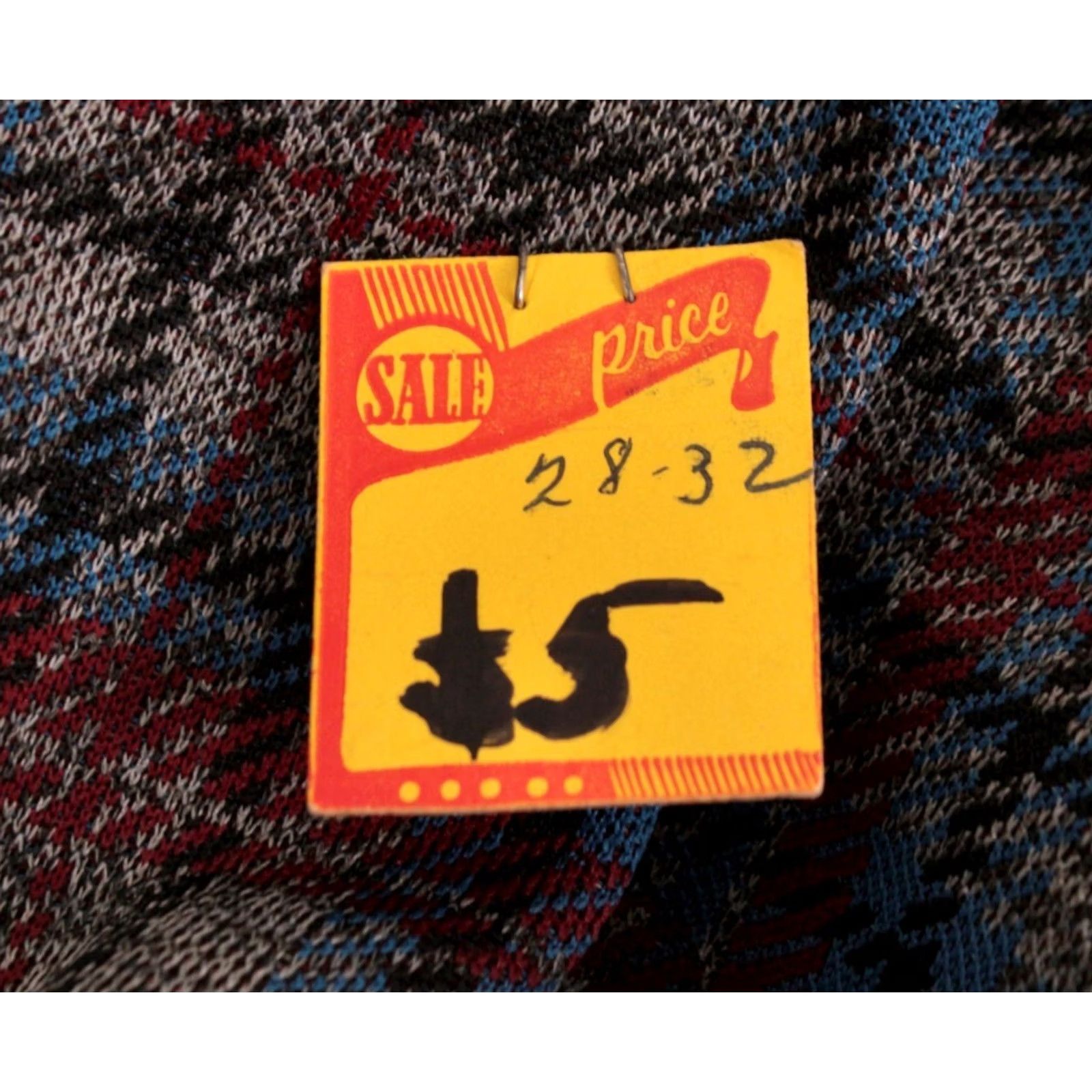 Farah VINTAGE Farah Mens VTG 1970s NOS Grey & Red Plaid Flare Pants Sz 27x32 70s Polyester Disco Size US 27 - 6 Thumbnail