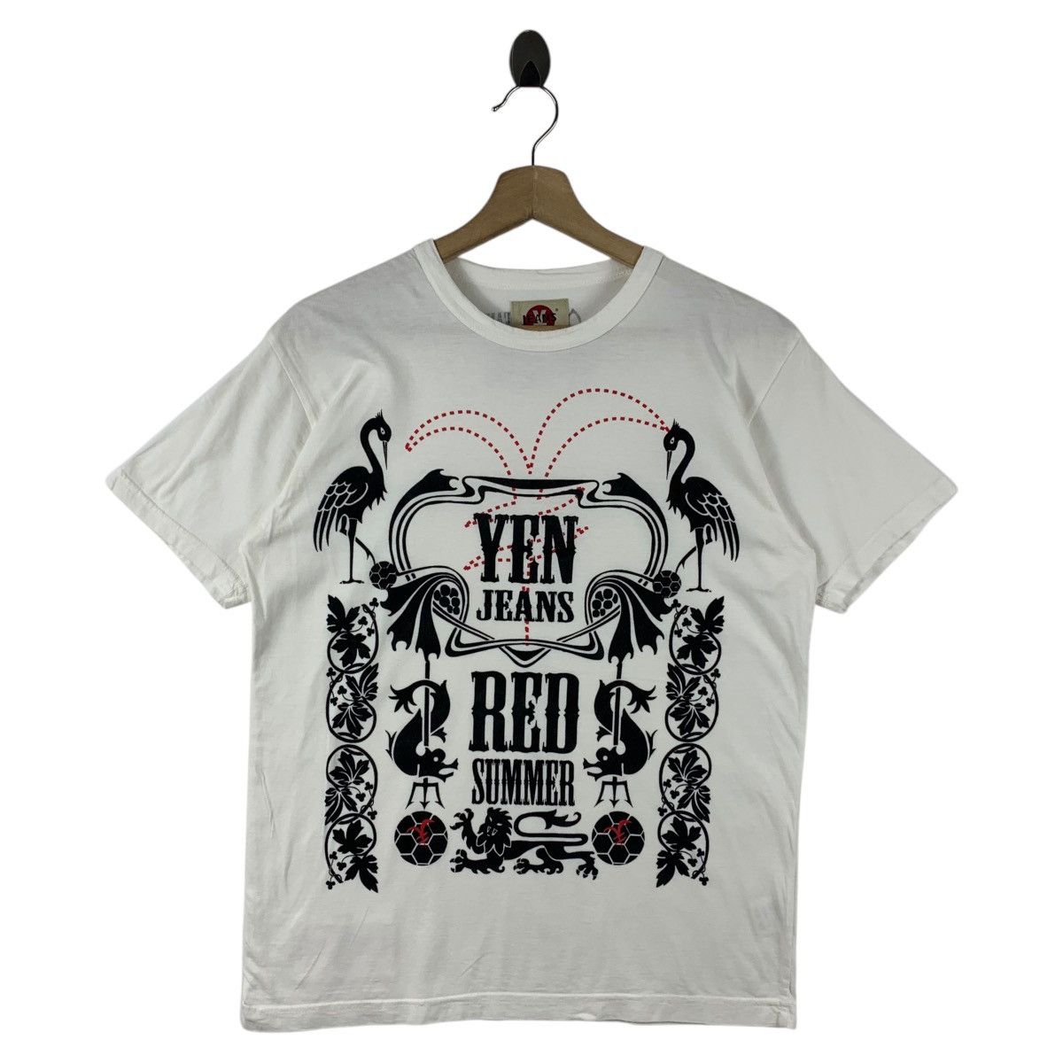 Japanese Brand × Vintage Vintage 00s YEN JEANS red summer 2006 tee Size US M / EU 48-50 / 2 - 1 Thumbnail