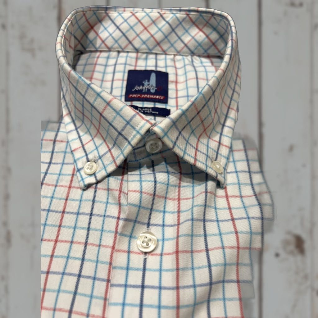 johnnie-O johnnie-O Prep-Formance Men's Plaid Check Shirt XL Long Sleeve Button Up Logo Casual All Seasons Size US XL / EU 56 / 4 - 1 Thumbnail