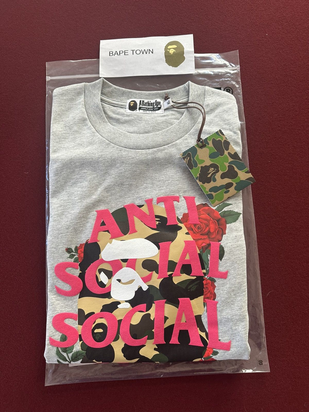Anti Social Social Club × Bape BAPE X ASSC TEE #1 (GRAY) Size US XL / EU 56 / 4 - 1 Thumbnail