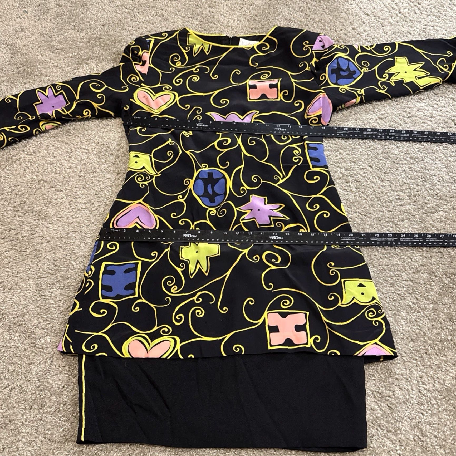 Vintage VINTAGE Kathryn Dianos Geometric Abstract Black Gold Women’s 14 Dress Pencil Midi Dress Geometric Pattern Womens Size XL / US 12-14 / IT 48-50 - 7 Thumbnail