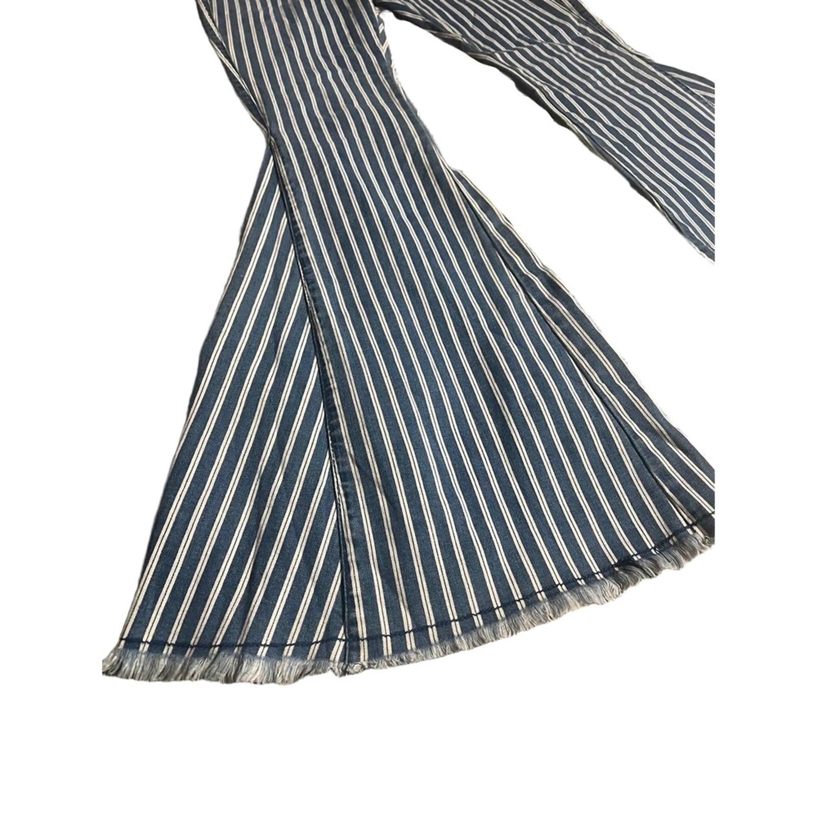 Other Altar’d State Flared Pants XS Blue White Striped Retro Boho Size 26" / US 2 / IT 38 - 4 Thumbnail