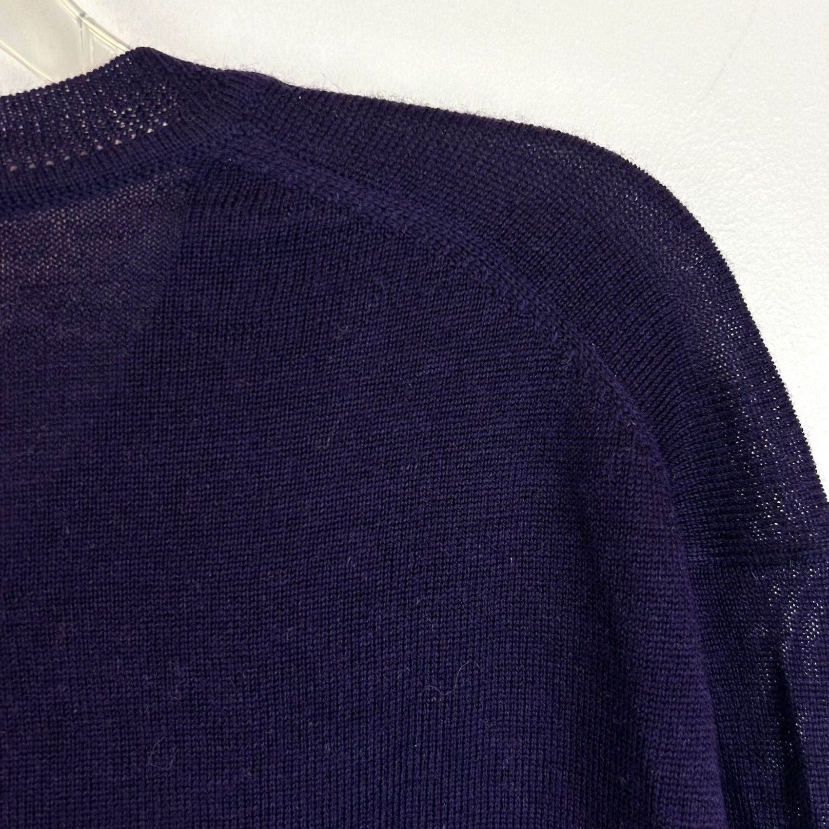 Vintage Kenneth Roberts Platinum Sweater Mens L Purple Wool V-Neck Knit Pullover Long Sleeve Casual Striped - Size US L / EU 52-54 / 3 - 4 Thumbnail