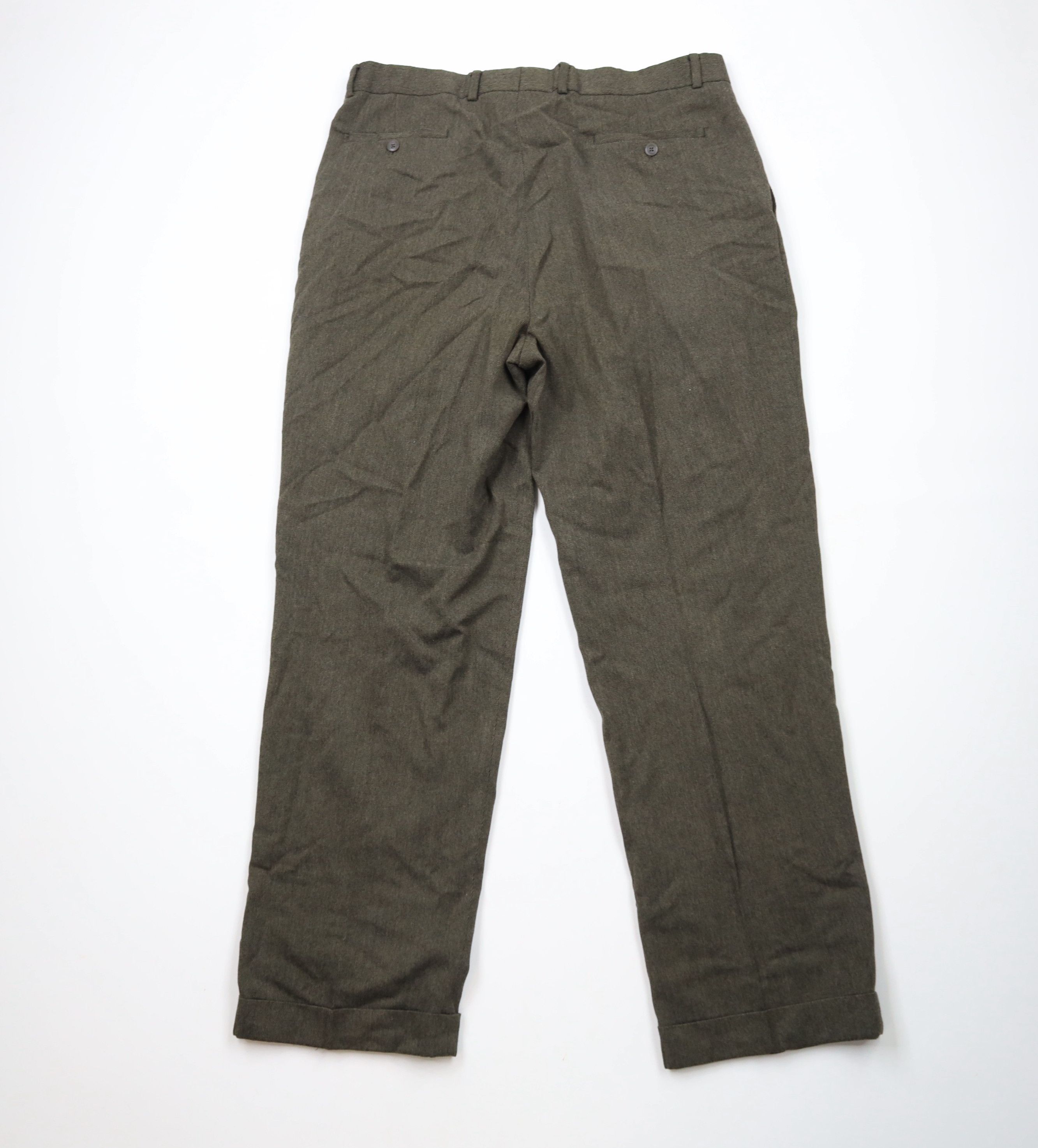 Vintage Vintage 90s Streetwear Cuffed Wide Leg Chino Pants Green Size US 38 / EU 54 - 10 Thumbnail