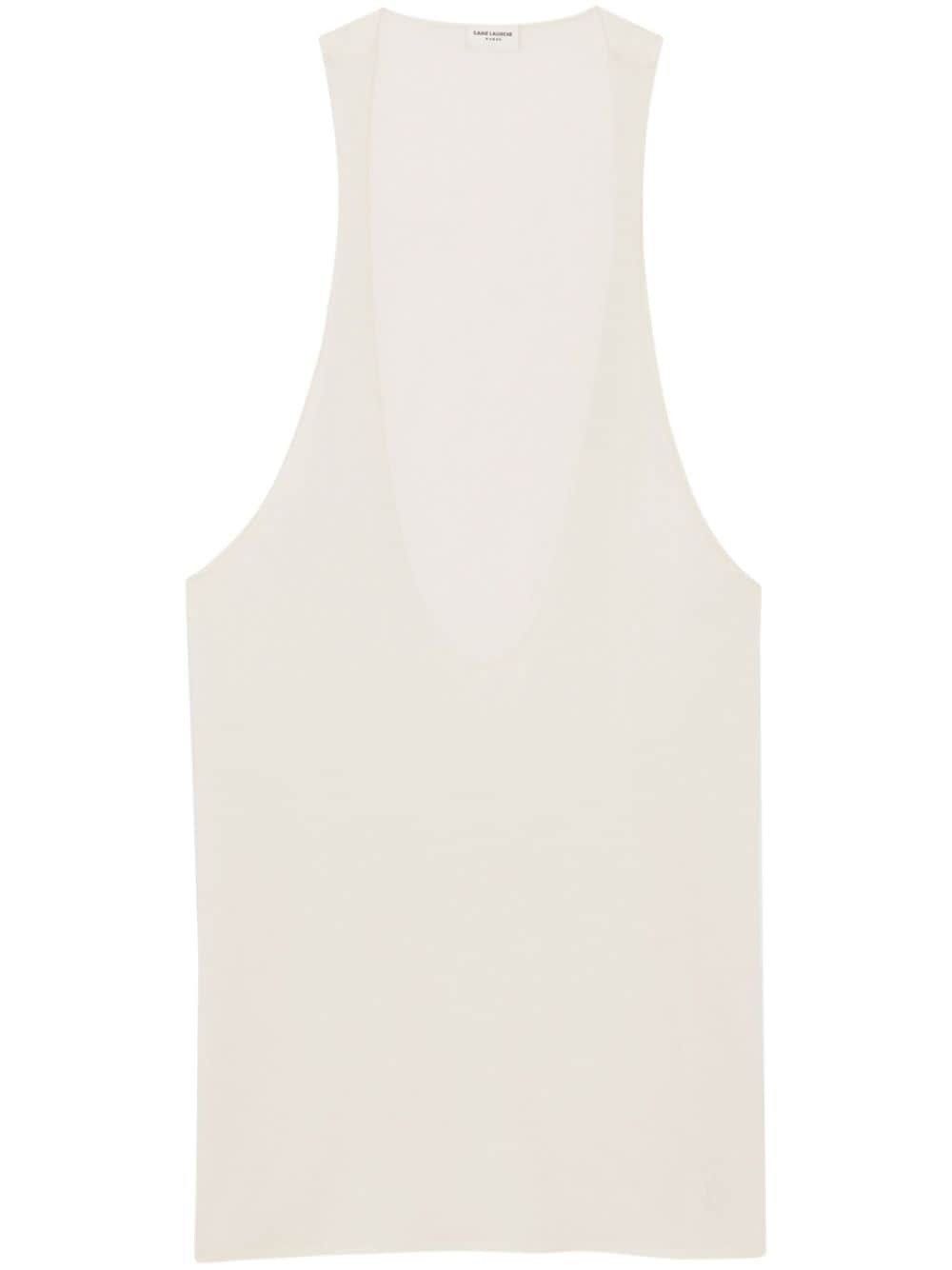 Saint Laurent Paris o1b1hav110525 761463 Cassandre Tank Top in Silk Jersey White Size S / US 4 / IT 40 - 1 Thumbnail