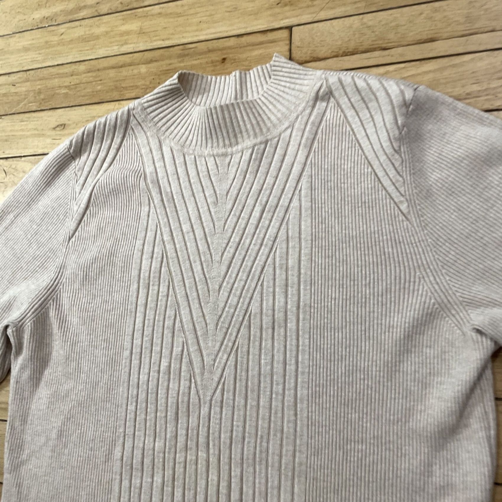 Vintage INC International Concepts Sweater Women 2XL Tan Boho Western Preppy Mock Neck Pullover Knit Stretch Size 2XL Womens Size XXL / US 16-18 / IT 52-54 - 3 Thumbnail