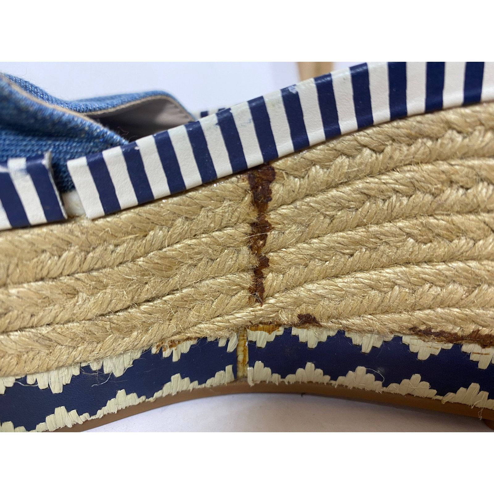 Tory Burch Tory Burch Dandy Blue Denim Espadrille Ankle Wrap Wedges 9W Size US 9 / IT 39 - 13 Thumbnail