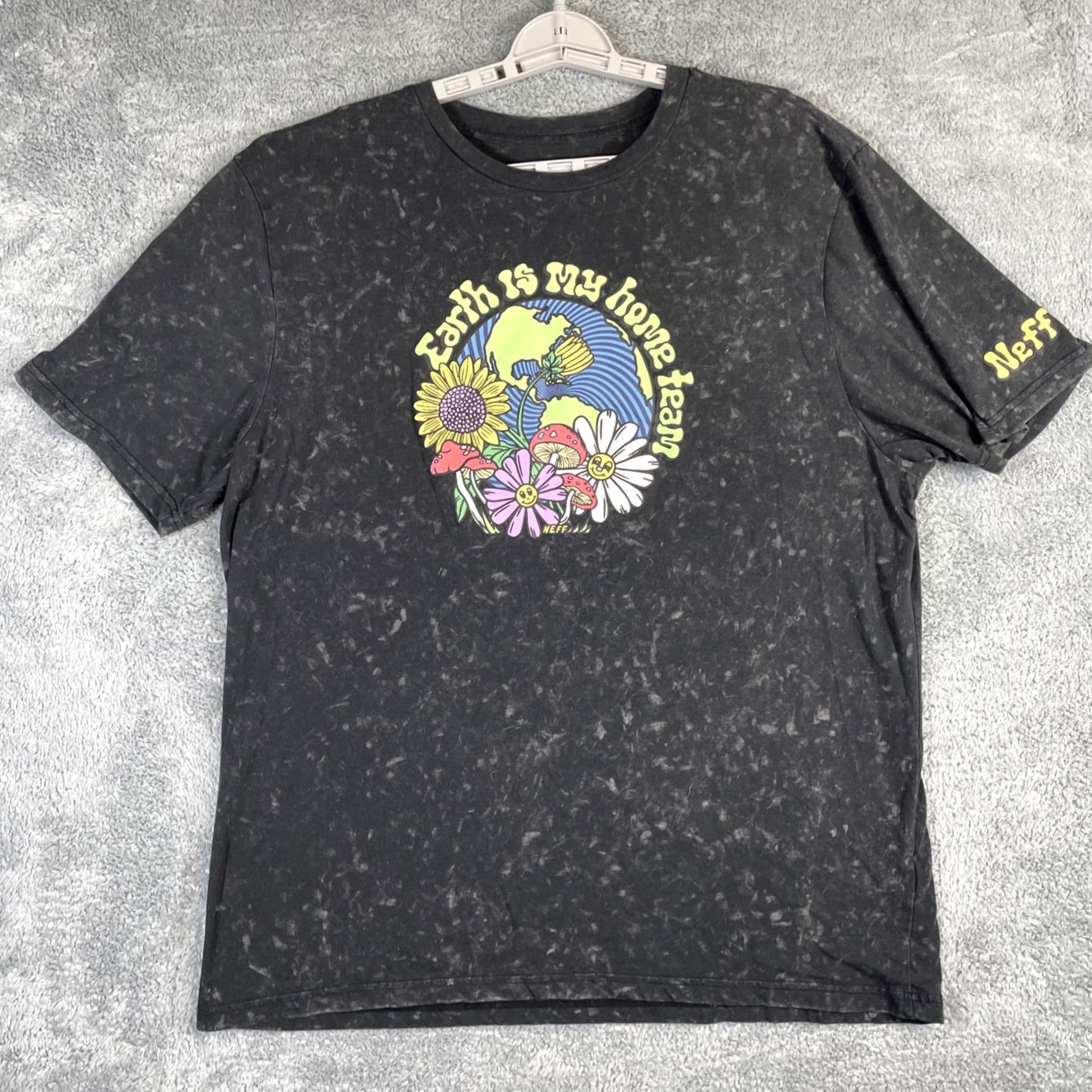 Vintage Neff T Shirt Men XL Black Fade Stone Wash Earth Nature Mushrooms Flowers Size US XL / EU 56 / 4 - 3 Thumbnail
