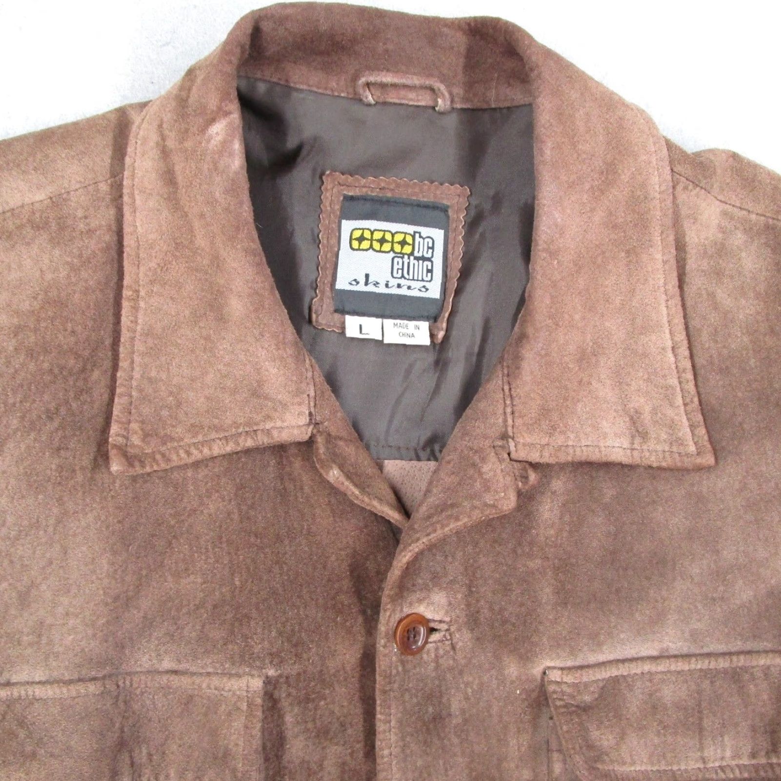 Vintage VINTAGE BC Ethic Skins Mens Brown Suede Leather Button Front Shirt Jacket Large Y2K Size US L / EU 52-54 / 3 - 2 Thumbnail