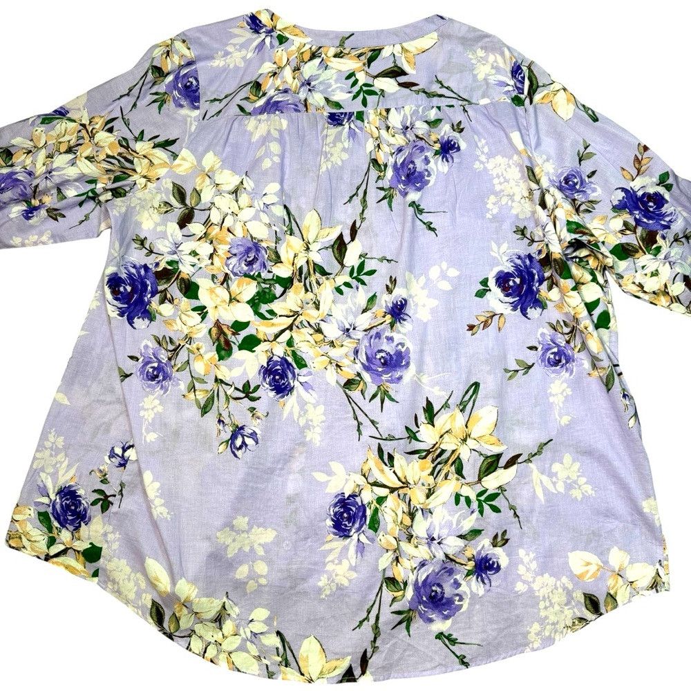 Other New Roaman's Lilac Floral Long Roll Up Sleeve Cotton Big Sh Size 4XL / US 24-26 - 5 Thumbnail