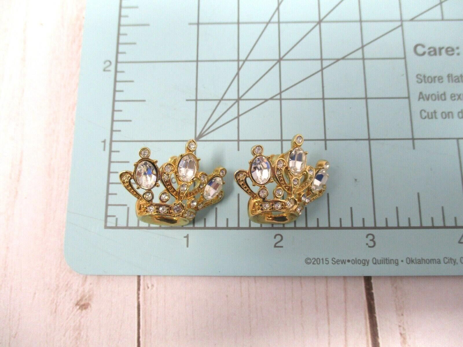 The Unbranded Brand Rhinestone Crown Earring Pierced Ears Gold Tone large Size ONE SIZE - 5 Thumbnail