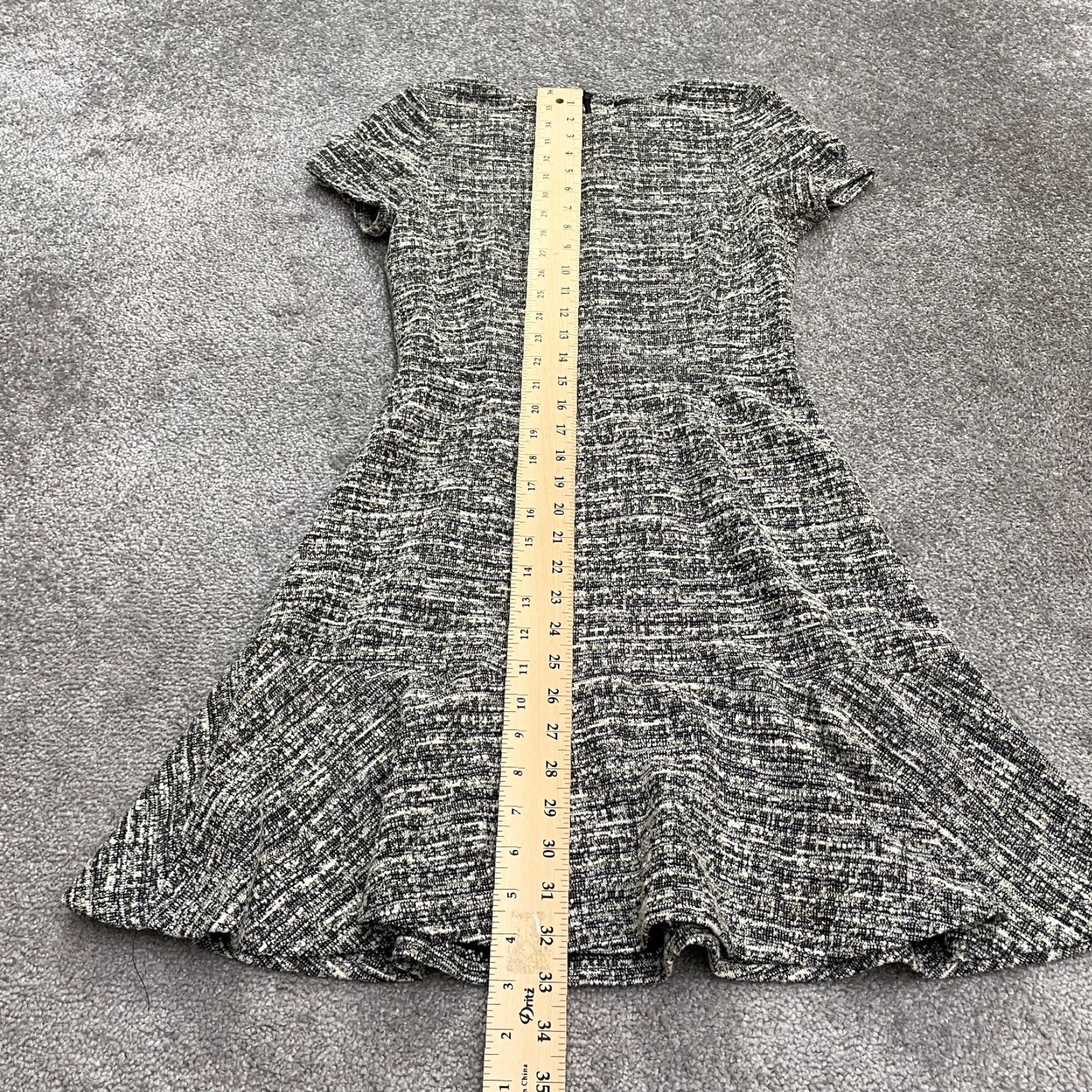AQUA Aqua Dress Womens A-Line Knee Length Gray Short Sleeve M Medium Solid Zipper Casual Sleeve Vintage No Size 32" / US 10 / IT 46 - 7 Thumbnail