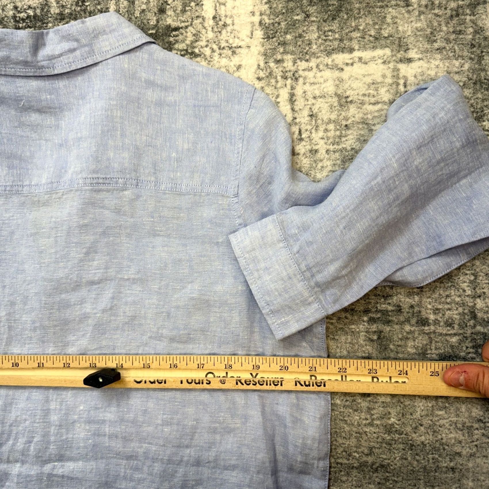 Vintage Sigrid Olsen Button-Up Tunic Linen Top Women M Blue Beach Casual Lightweight Roll Tab Sleeve Distressed? Size M / US 6-8 / IT 42-44 - 7 Thumbnail