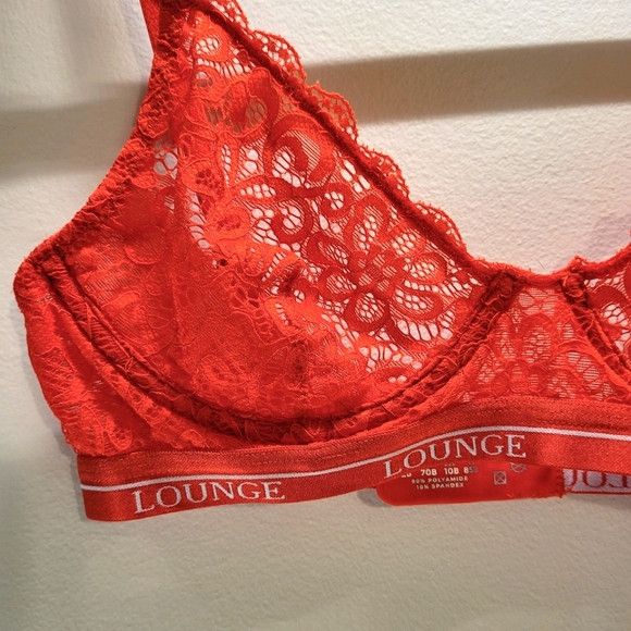 Other Lounge Red Lace Balconette Bra - 32b Size ONE SIZE - 2 Thumbnail