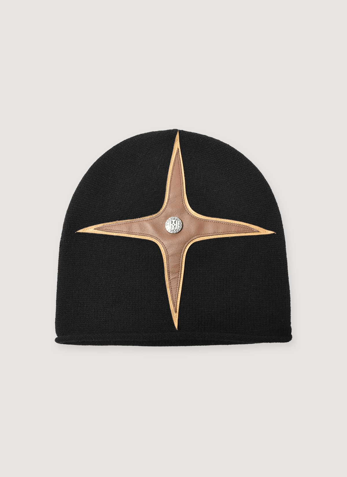 Birth of Royal Child Cross-Patch Leather Beanie Black Size ONE SIZE - 1 Thumbnail
