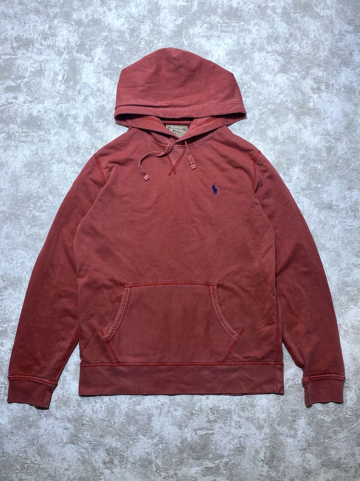 Polo Ralph Lauren Polo Ralph Lauren Washed Salmon Red Hoodie Faded Vintage Size US M / EU 48-50 / 2 - 1 Thumbnail