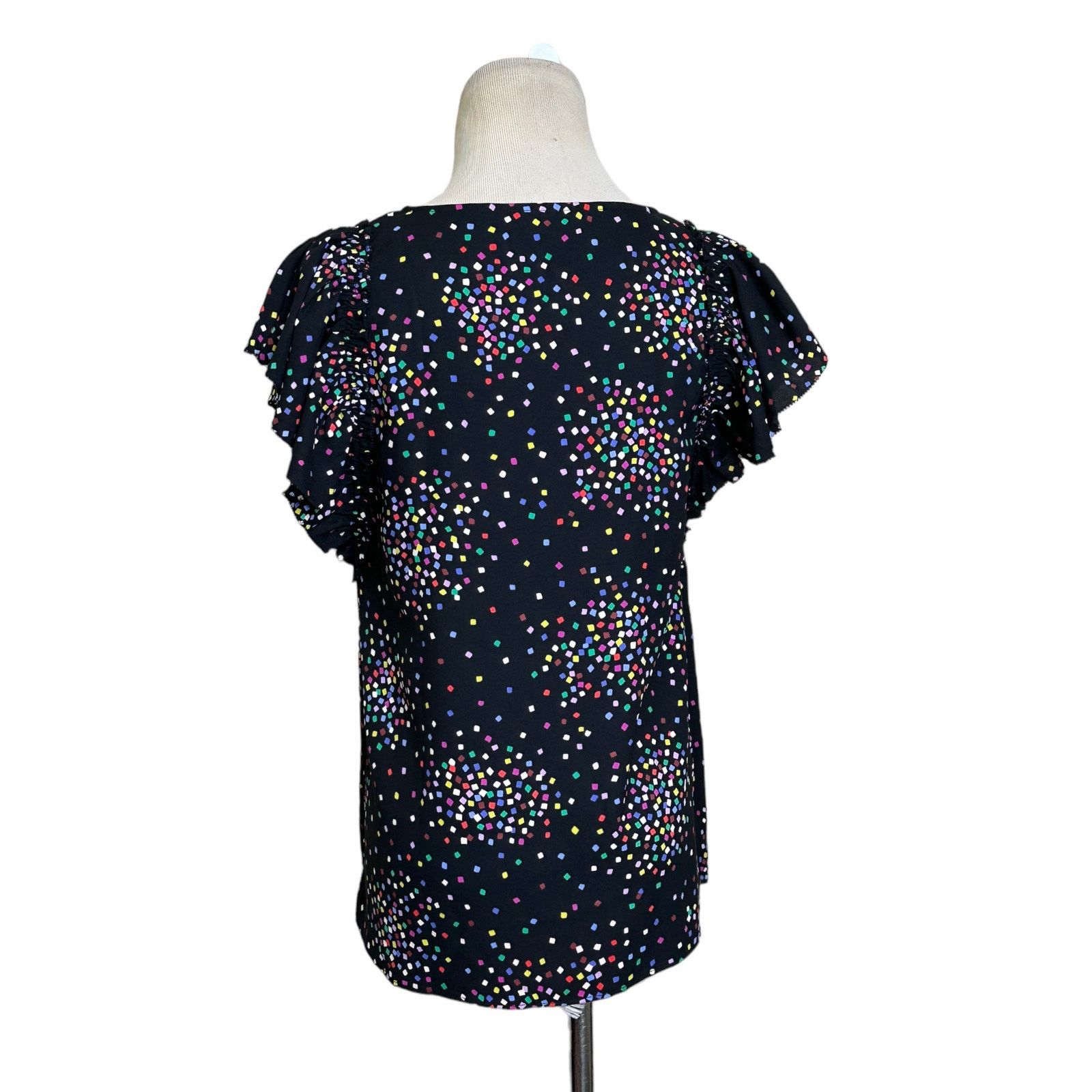 Kate Spade Kate Spade Black Confetti Cheer Short Sleeves Blouse size XS Size XS / US 0-2 / IT 36-38 - 2 Thumbnail