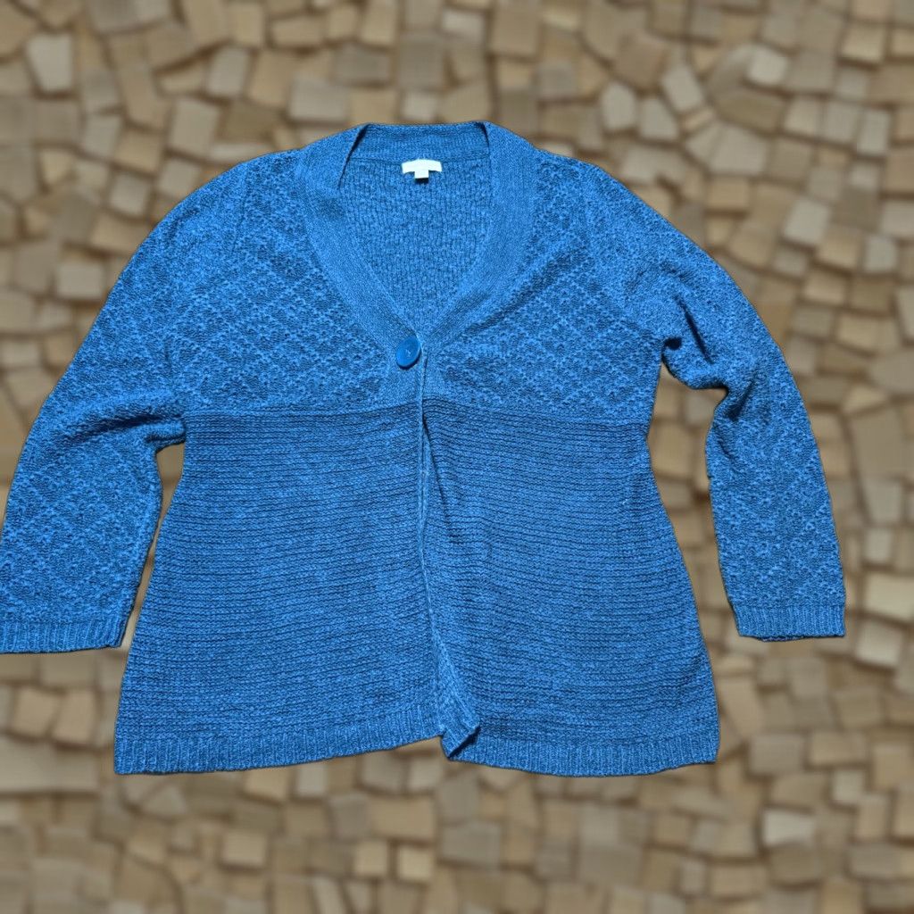 Charter Club Charter Club Sweater Cardigan, Women's XL, Blue, Long Sleeve, One Button, Button, Casual, Regular, Fall Winter Spring Summer, Women Size XL / US 12-14 / IT 48-50 - 1 Thumbnail