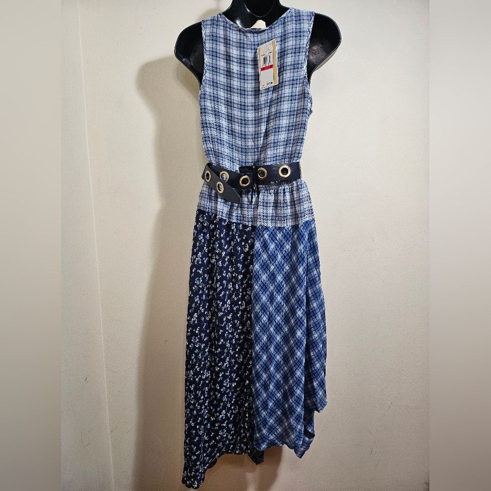 Michael Kors NEW Michael Kors Belted Mixed Plaid Georgette Dress Handker Size XS / US 0-2 / IT 36-38 - 5 Thumbnail