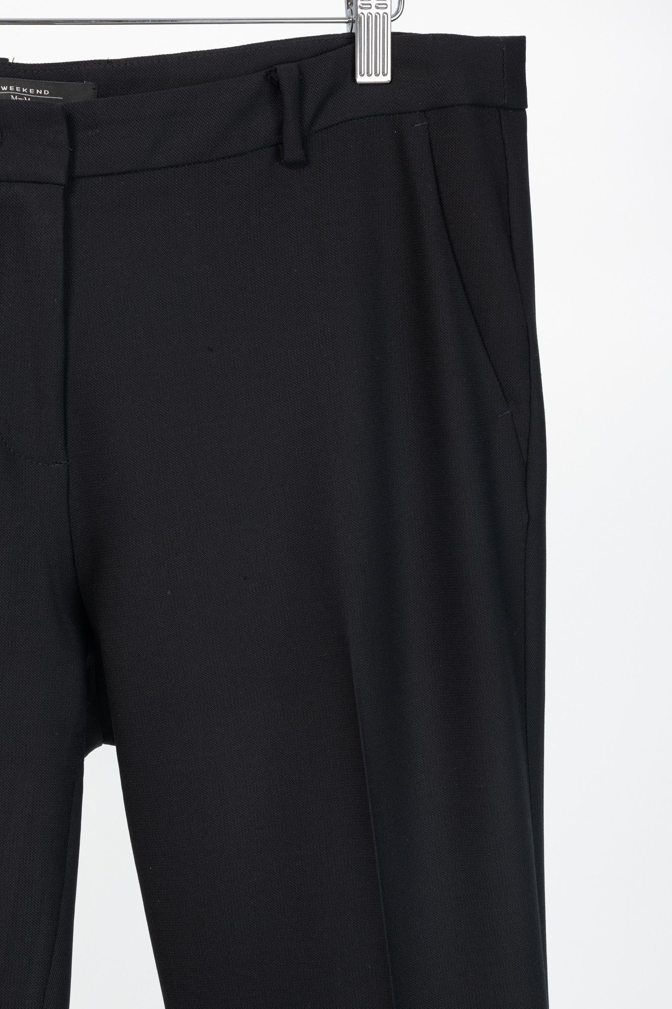 Weekend Max Mara Weekend Max Mara Cigarette Black Wool-Crepe Trousers Size 34" / US 12 / IT 48 - 4 Thumbnail