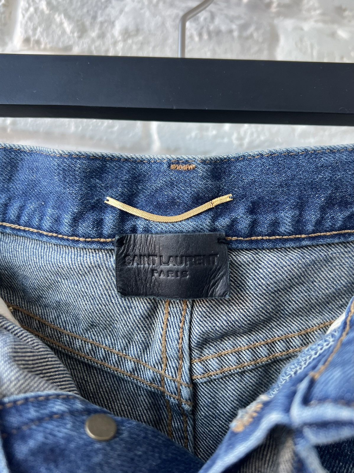 Saint Laurent Paris Saint Laurent Paris Denim Blue Logo Shorts Size 25" / US 0 / IT 36 - 5 Thumbnail