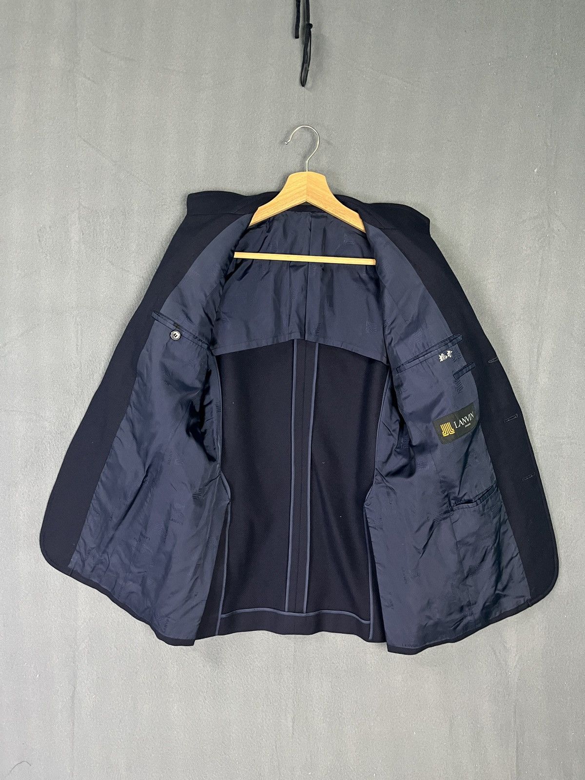 Lanvin × Vintage Lanvin Wool Coat Blazer Navy Blue Size S / US 4 / IT 40 - 8 Thumbnail