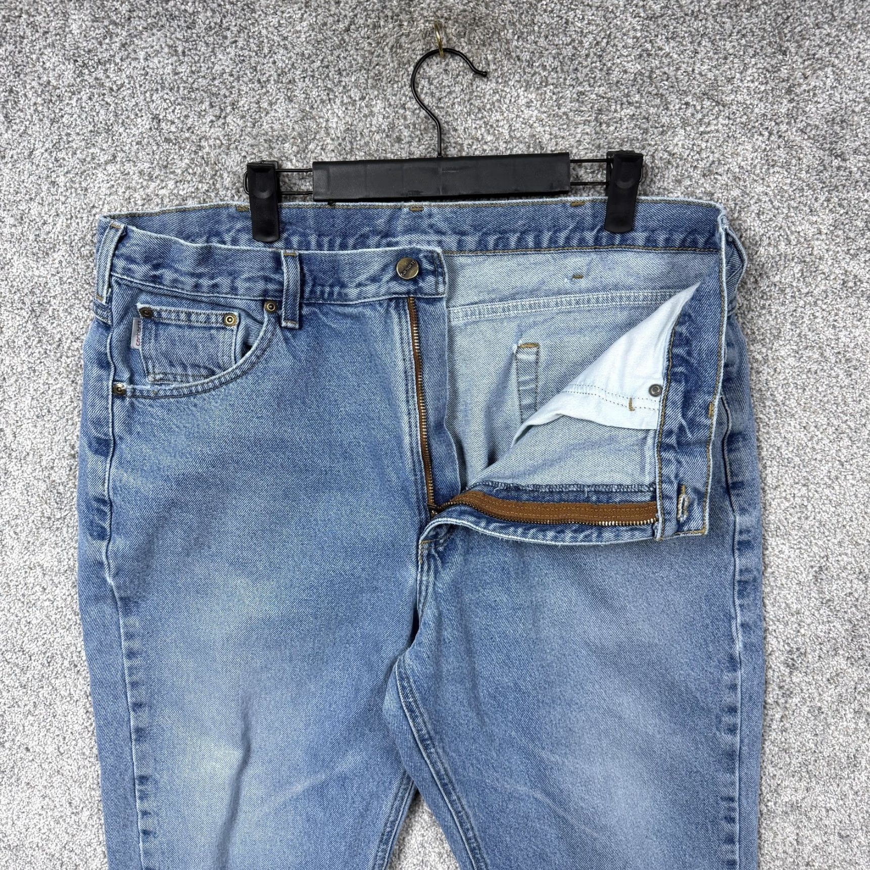 Carhartt Carhartt Jeans Mens 37x30 Blue Stonewash Denim Straight Traditional Fit Workwear Size US 38 / EU 54 - 6 Thumbnail