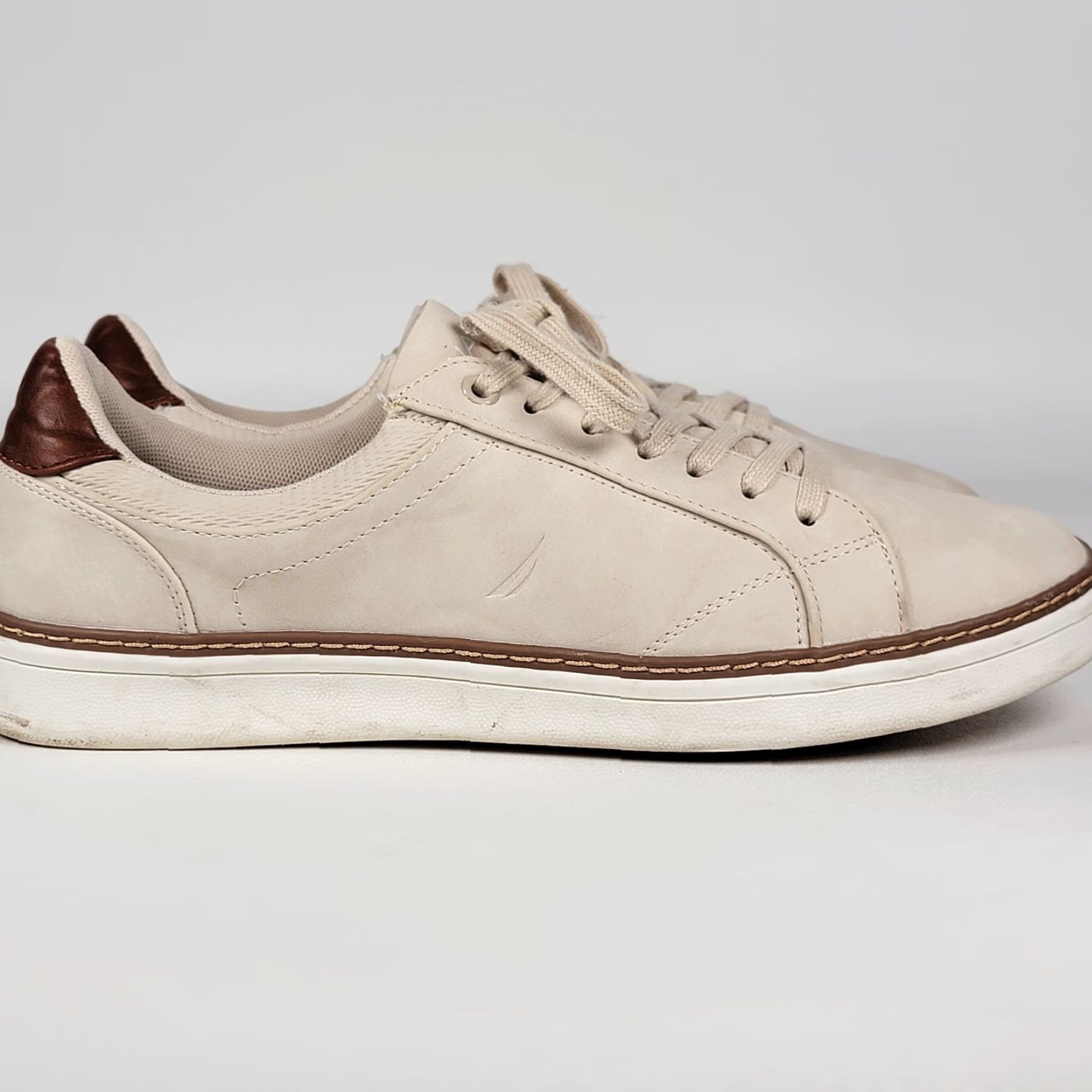 Nautica VINTAGE NAUTICA NAUTIC TURVO Sneaker Men Athletic Leather Rubber Beige Taupe 11 US 10.5 UK 44 EU Casual Activewear Size US 11 / EU 44 - 2 Thumbnail
