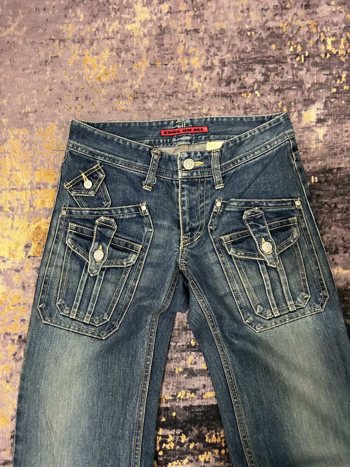 If Six Was Nine Vintage Edge Rupert Multi Pocket Flare Jeans Size US 29 - 7 Thumbnail