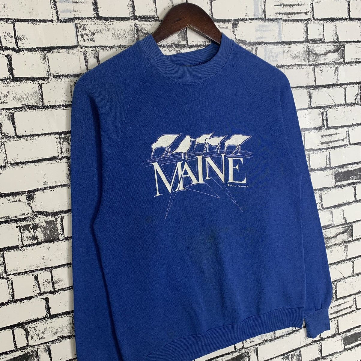 Designer × Vintage Vintage Jerseez by Russell Maine Ocean Graphics Sweatshirt Size US M / EU 48-50 / 2 - 3 Thumbnail