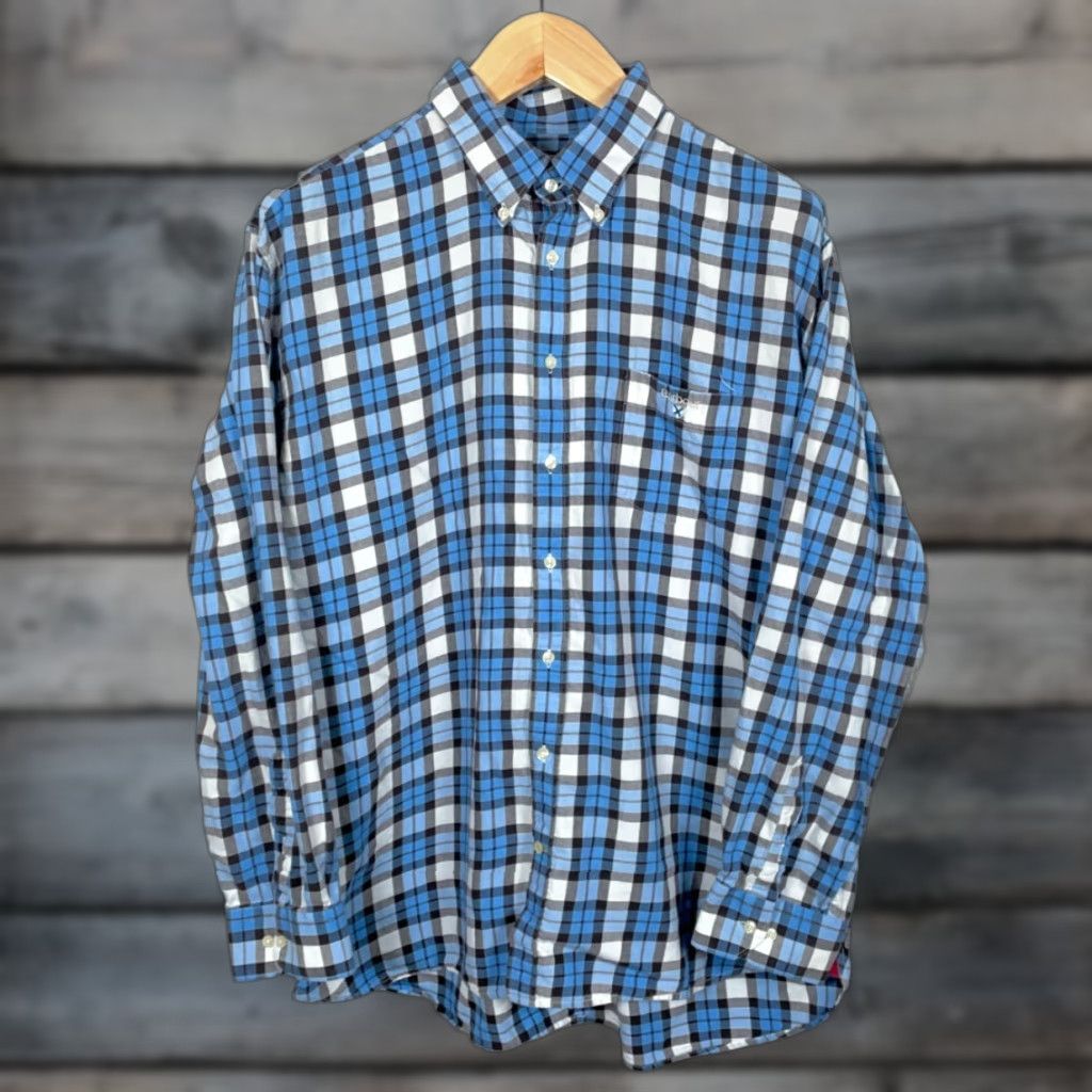 Barbour Barbour Shirt Mens XL Blue Plaid Flannel Lightweight Button-Up Long Sleeve Embroidered Pocket Casual Workwear Mens Size US XL / EU 56 / 4 - 1 Thumbnail