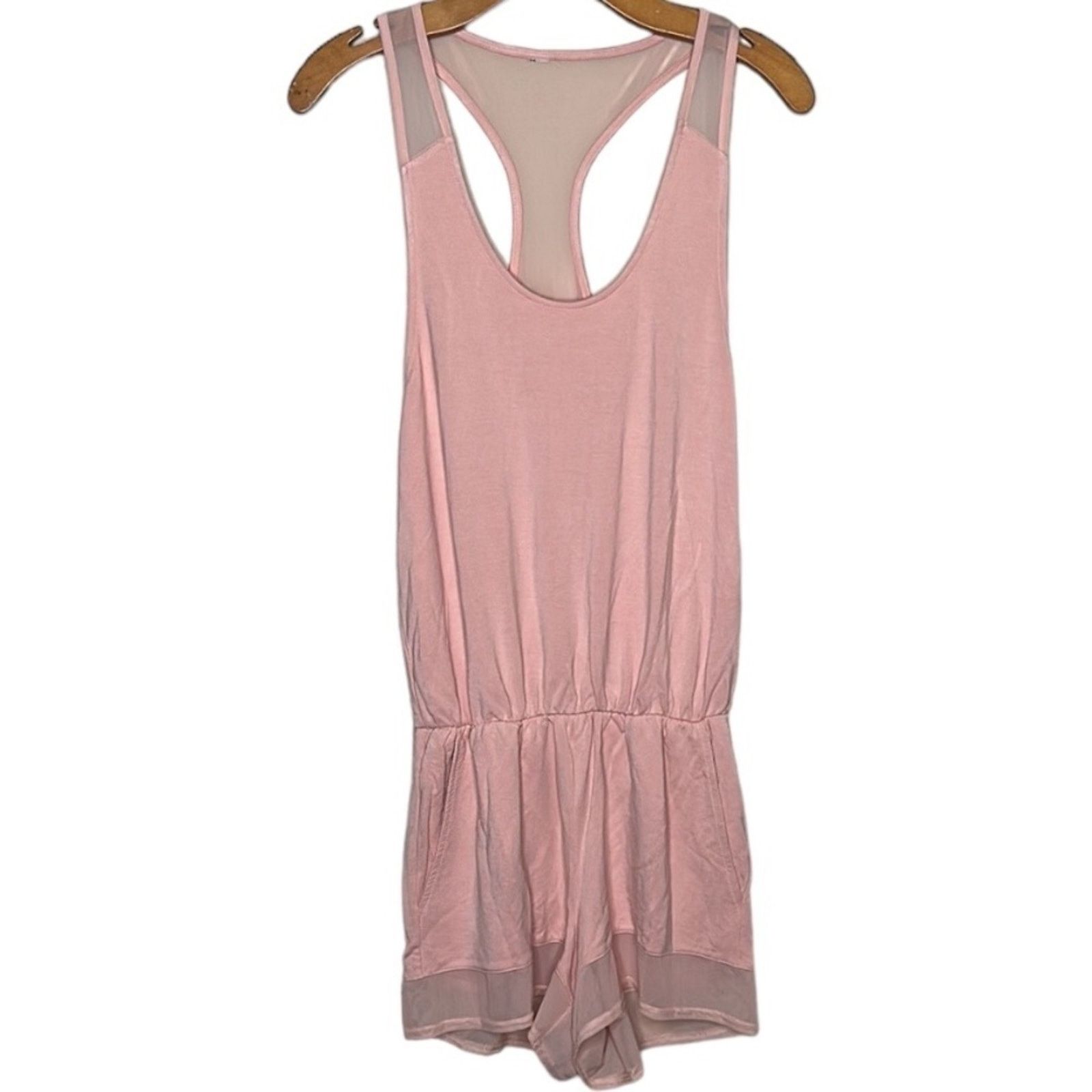 Alo Yoga Revolve Alo Yoga Tranquility Romper in Shell (Peach) Size L Size 31" - 6 Thumbnail