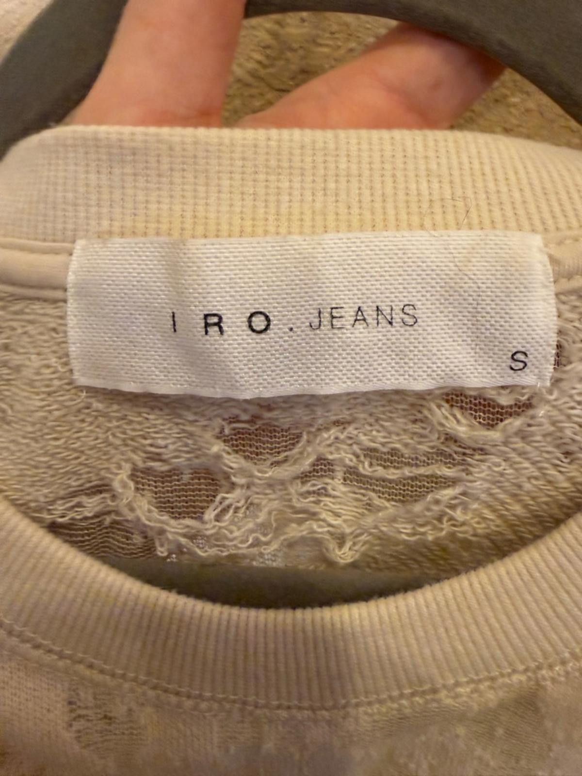 Iro IRO Jeans Women’s Textured Distressed Cream Tee sz S Size S / US 4 / IT 40 - 4 Thumbnail