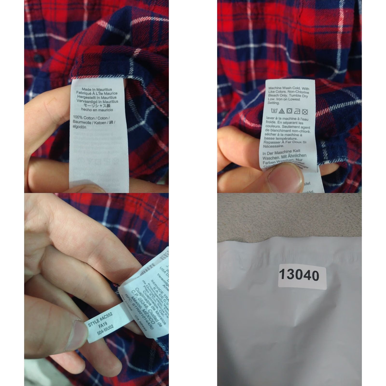 J.Crew J.CREW Shirt Mens Large Red Blue Plaid Flannel Long Sleeve Button Up Cotton Size US L / EU 52-54 / 3 - 8 Thumbnail